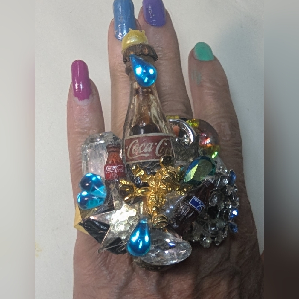 cool pop art ring Wendy Gell Coca-Cola Mickey Mouse Jewels.